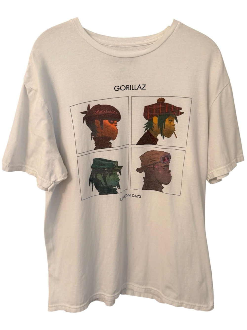 Gorillaz Demon Days Graphic Band Tee White Large 2023 Unisex Cotton